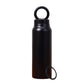 Black water bottle with a carrying loop on a white background
